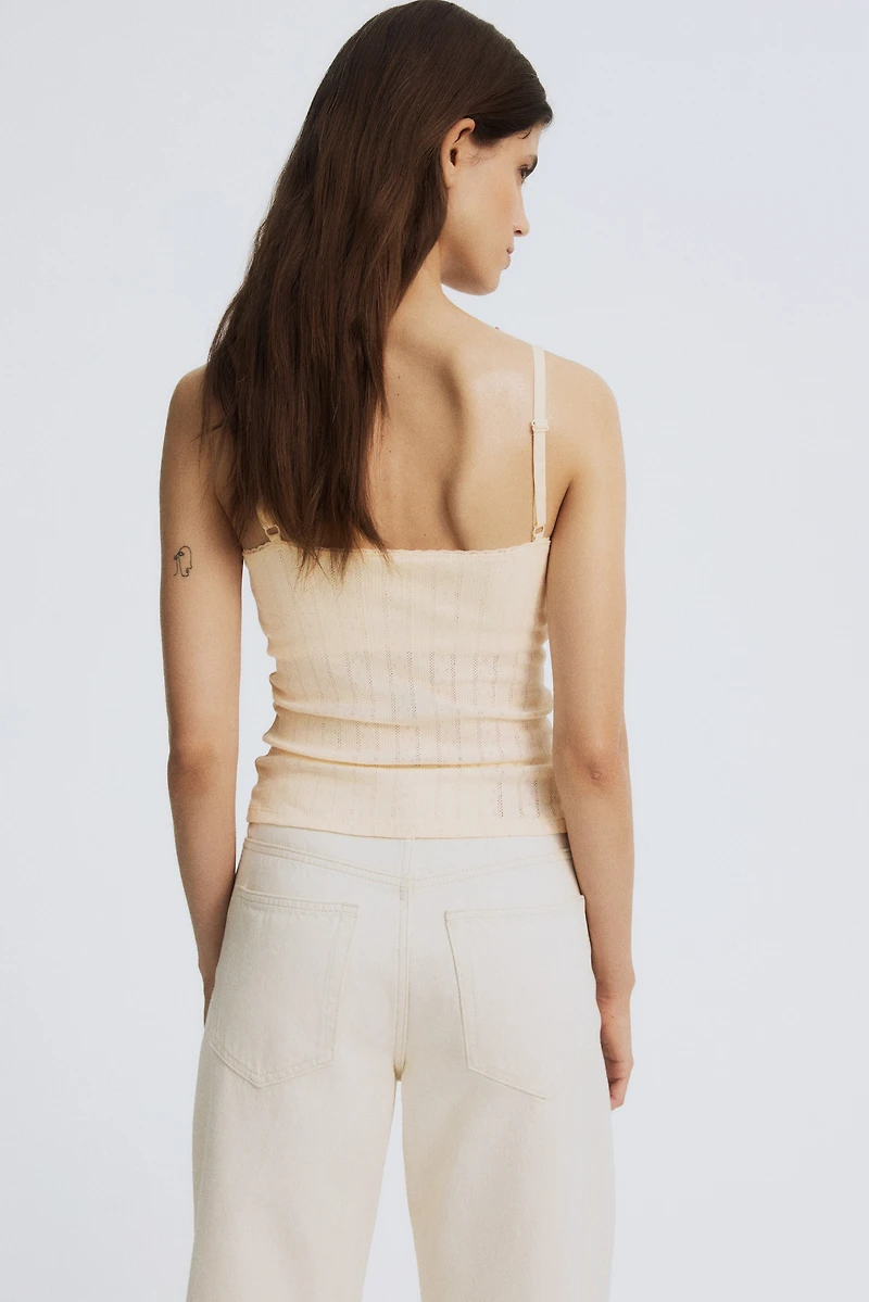 MAMA Pointelle Nursing Strappy Top