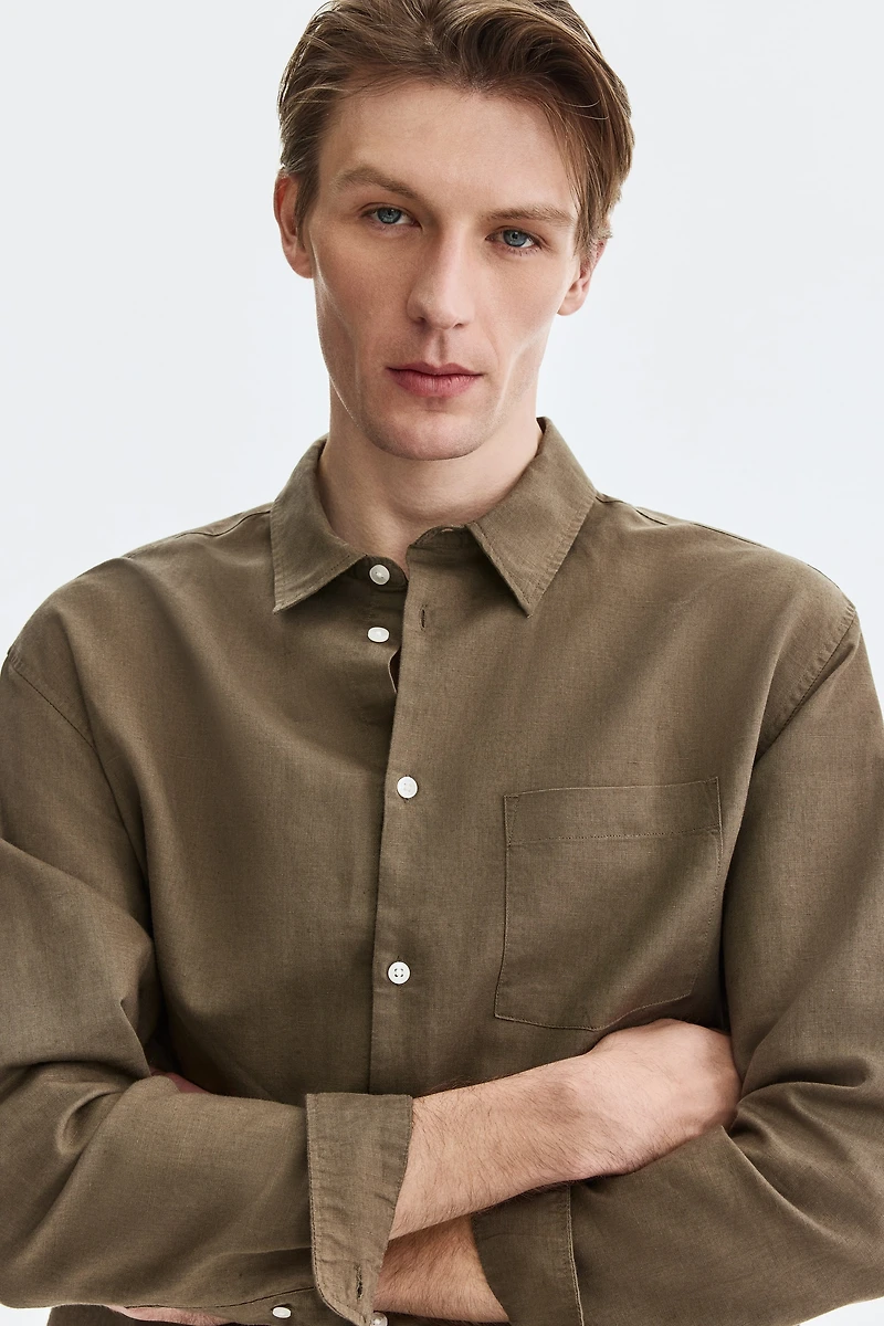 Relaxed-Fit Linen-Blend Shirt