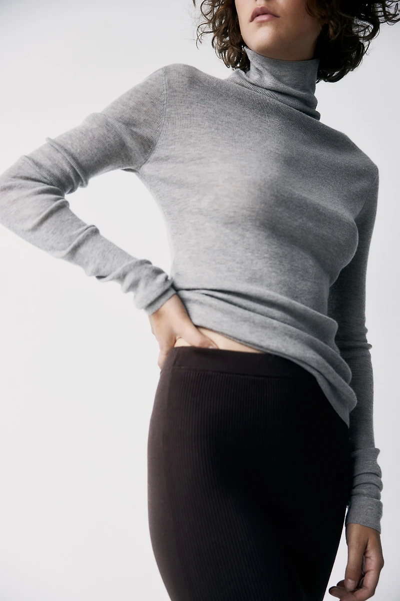 Rib-Knit Pencil Skirt