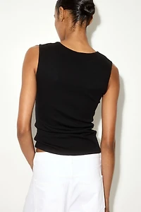Ribbed Square-Neck Tank Top