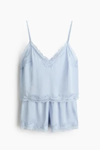 Lace-Trimmed Satin Pajamas