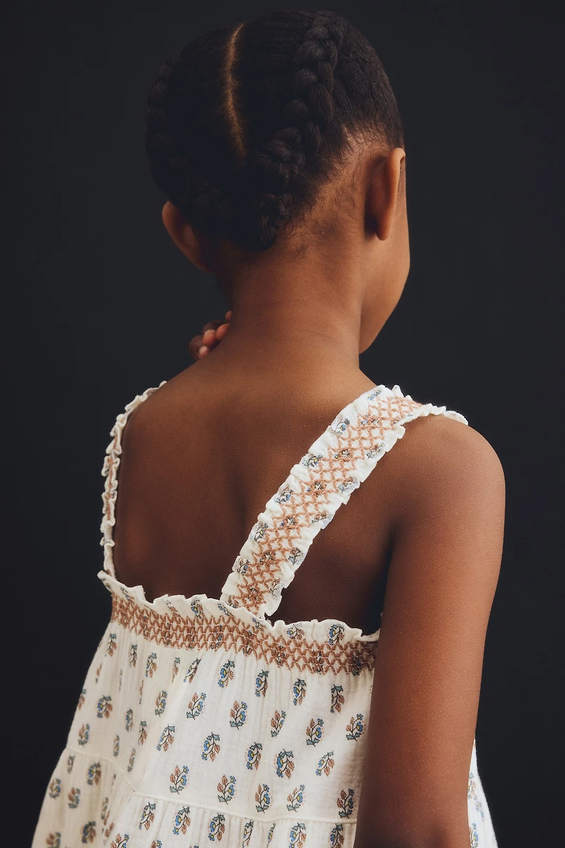 Robe à bretelles fines en mousseline de coton
