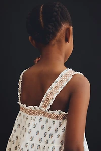 Robe à bretelles fines en mousseline de coton