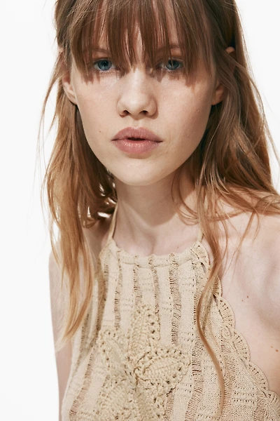 Crochet-Look Halterneck Top