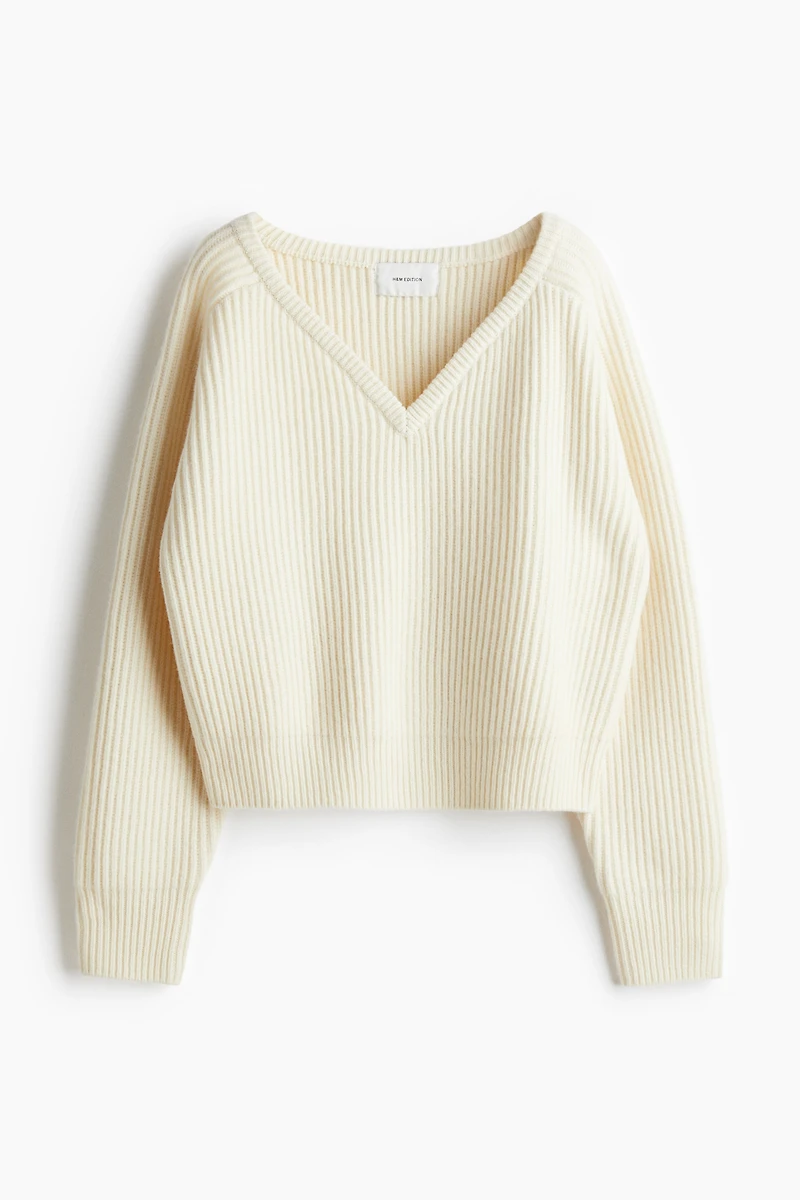 Rib-Knit Wool Sweater