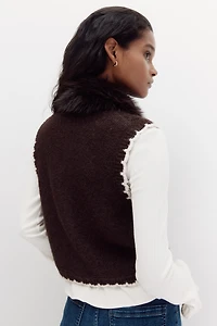 Cable-Knit Vest with Collar