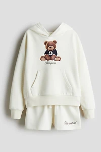 2-piece Brushed-Inside Hoodie and Shorts Set