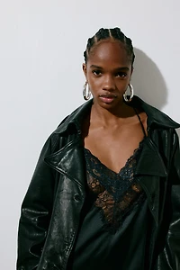 Lace-Trimmed Satin Dress