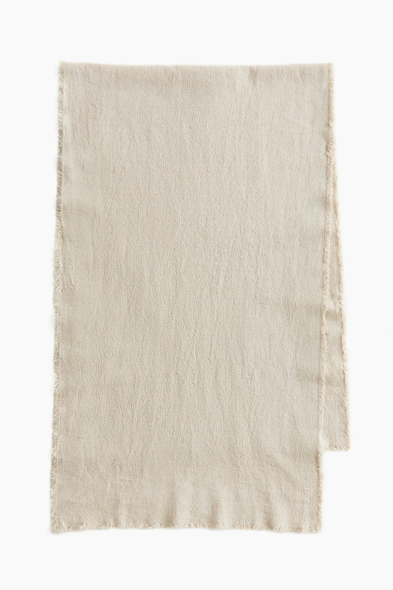 Linen-Blend Table Runner with Fringe