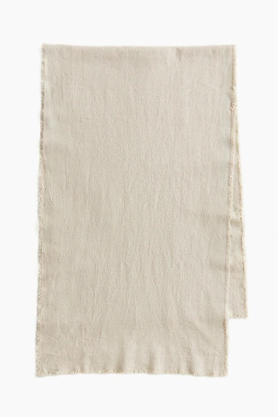 Linen-Blend Table Runner with Fringe