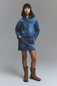 Flap-Pocket Denim Skirt