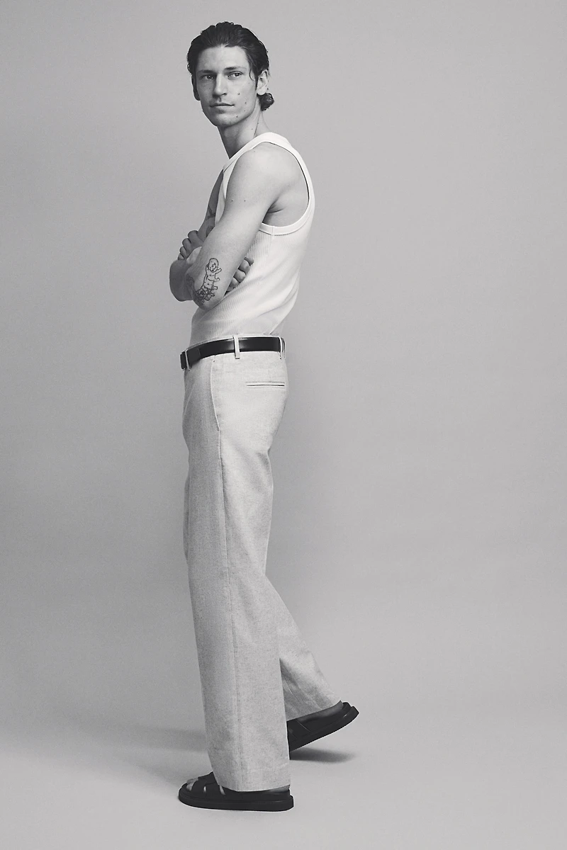 Loose-Fit Linen-Blend Pants