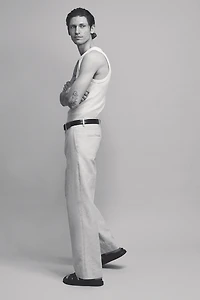 Loose-Fit Linen-Blend Pants