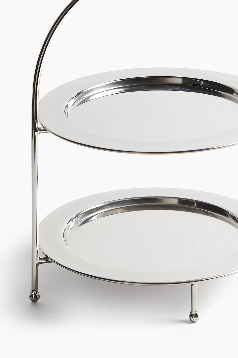 Two-Tiered Stainless Steel Cake Stand