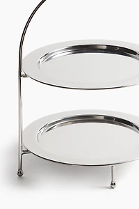 Two-Tiered Stainless Steel Cake Stand