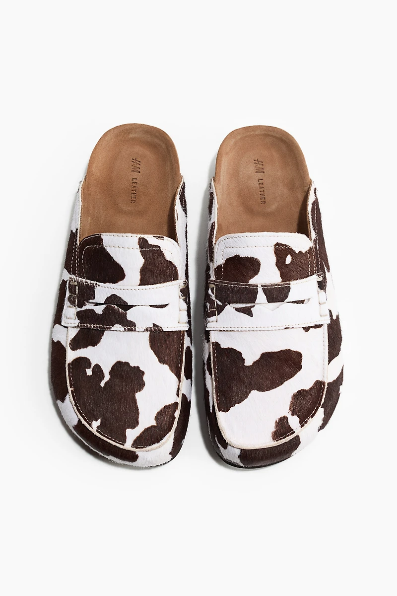 Mules mocassins en cuir