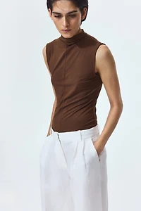 Modal-Blend Mock Turtleneck Top