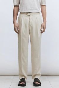 Pantalon d'habit coupe classique en lin mélangé