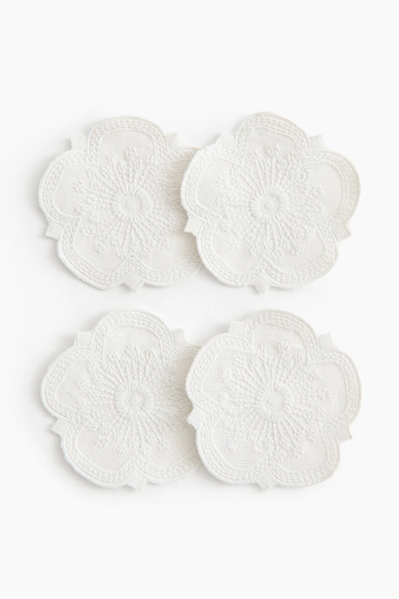 4-Pack Embroidered-Detail Coasters