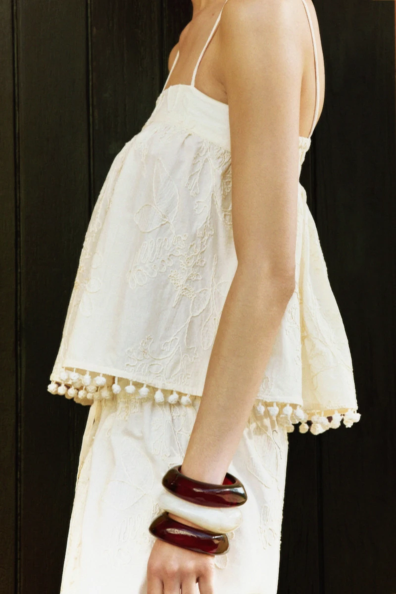 Embroidered Drawstring Pants