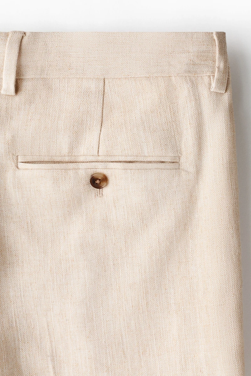 Regular-Fit Tailored Linen-Blend Pants