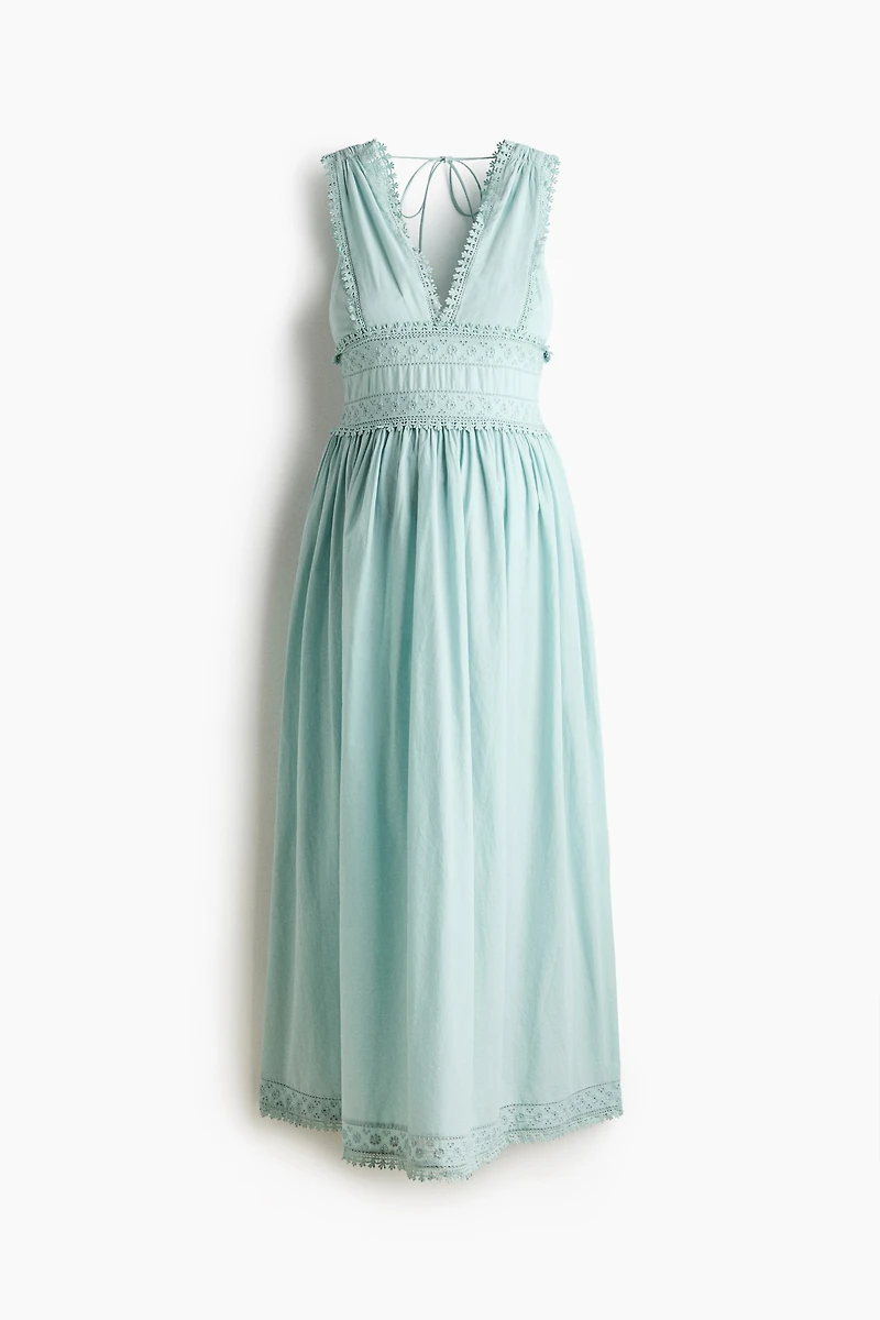 MAMA Lace-Trimmed Cotton Nursing Dress