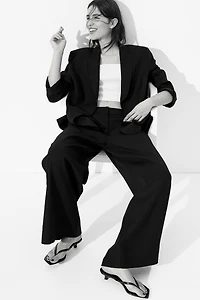 Wide-Leg Linen-Blend Pants