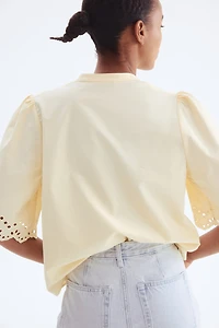 Eyelet-Embroidered Cotton Blouse