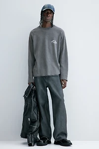 Regular-Fit Waffled Long-Sleeved Shirt