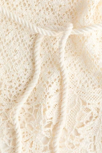 Crochet-Look Top with Tie Belt