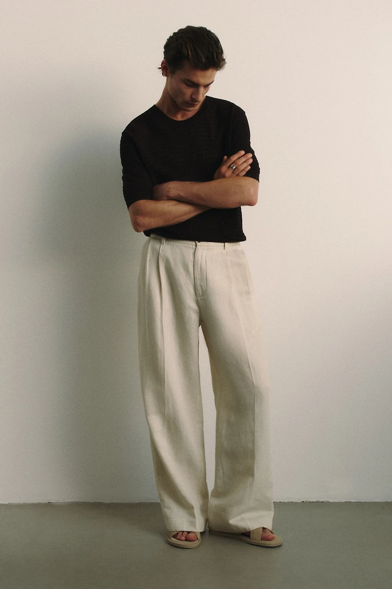 Loose-Fit Linen-Blend Pants