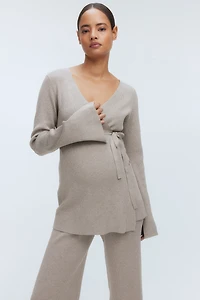 Gilet MAMA croisé en tricot côtelé