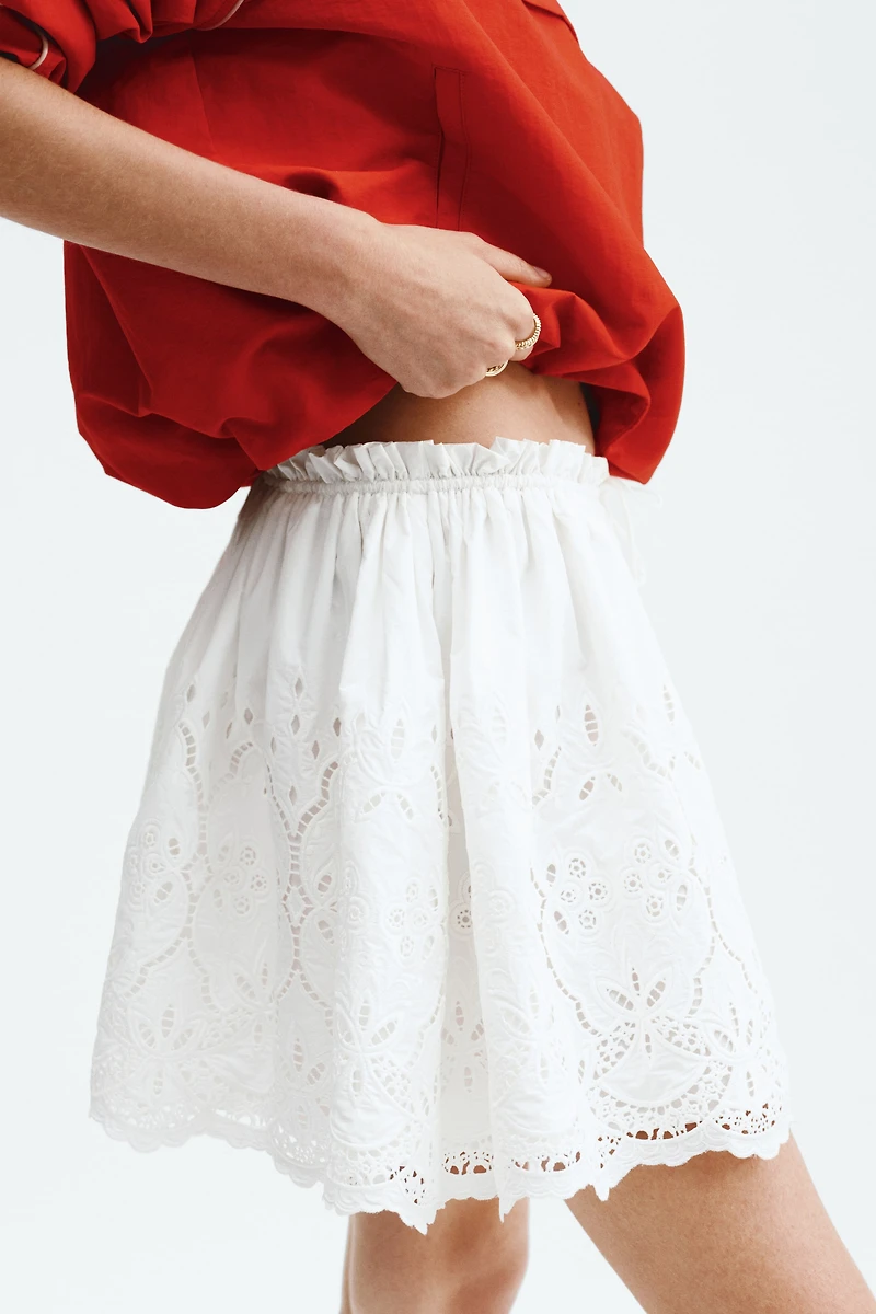 Eyelet-Embroidered Drawstring Skirt