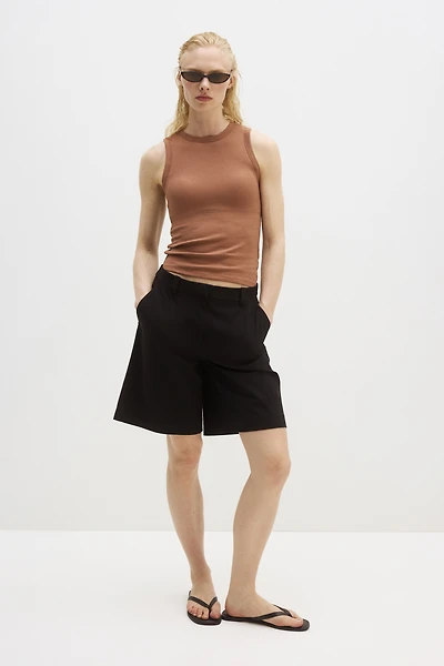 Cooling Slim-Fit Ribbed Shelf-Bra Tank Top