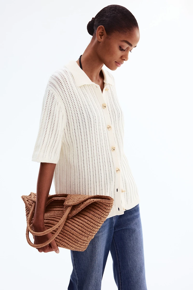 Crochet-Look Cardigan