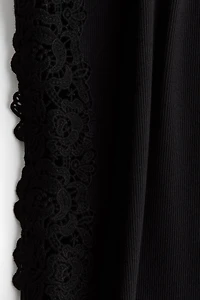Ribbed Lace-Inset Tank Top