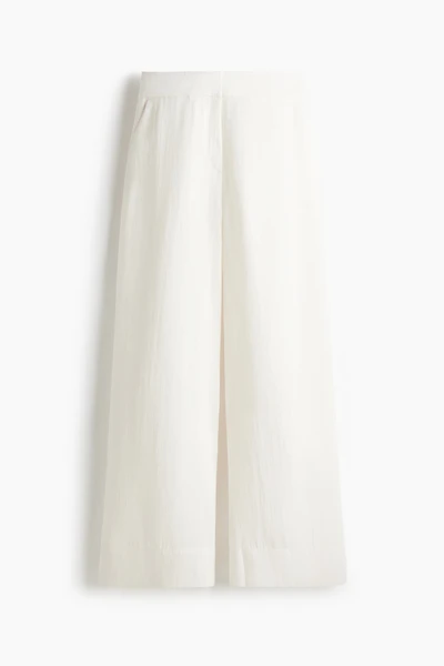 Wide-Leg Twill Pants