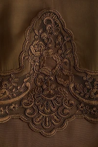 Lace-Trimmed Satin Skirt