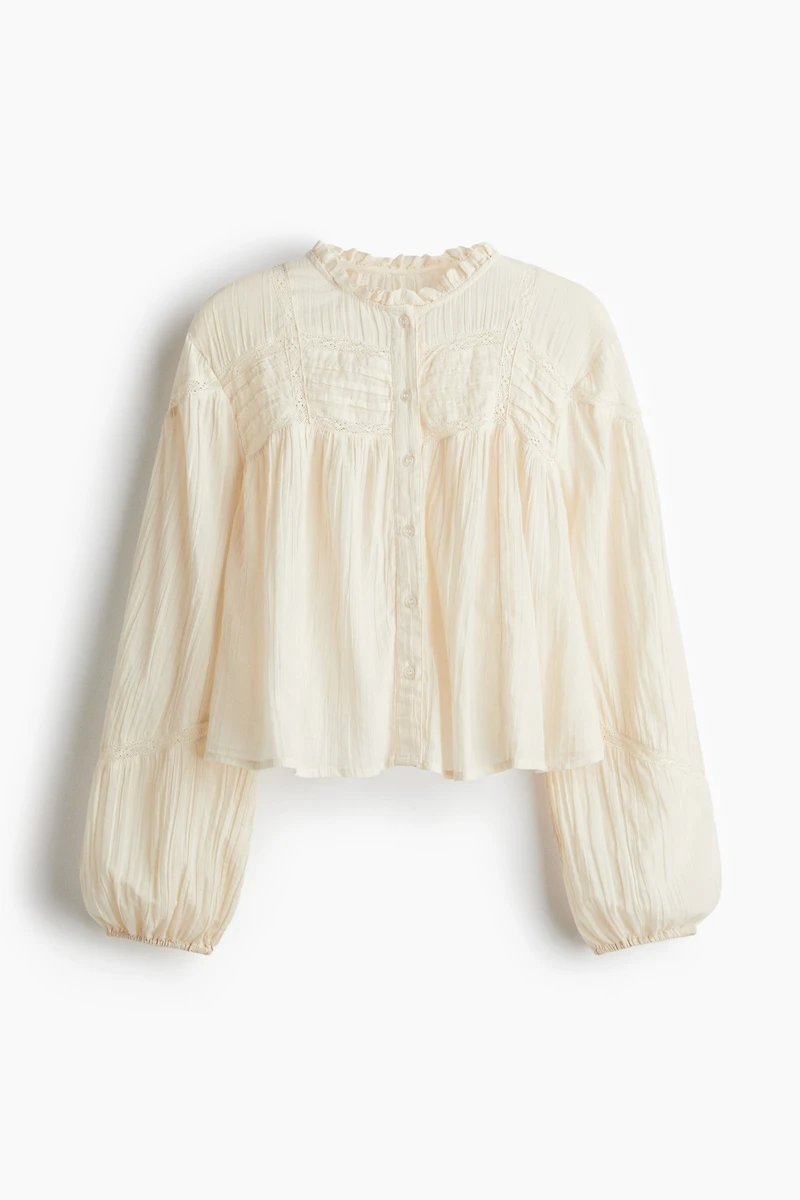 Blouse à col volants en coton
