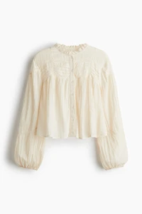 Blouse à col volants en coton