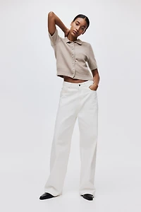 Short-sleeved collared cardigan