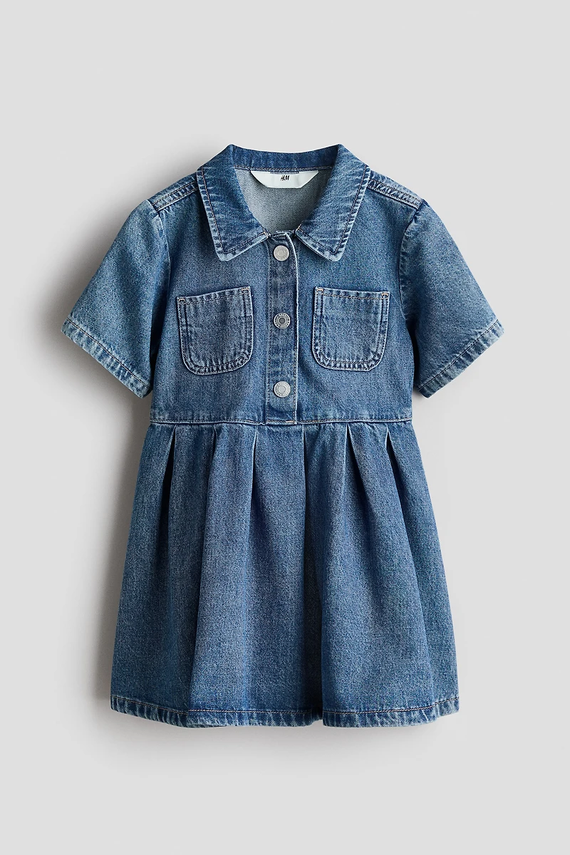 Denim Dress with Collar