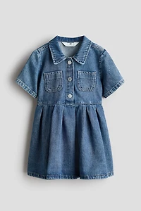 Denim Dress with Collar