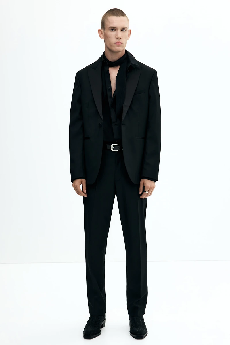Slim-Fit Wool-Blend Tuxedo Pants