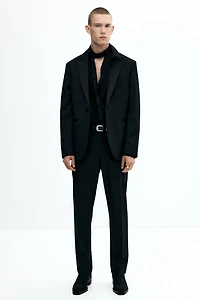 Slim-Fit Wool-Blend Tuxedo Pants