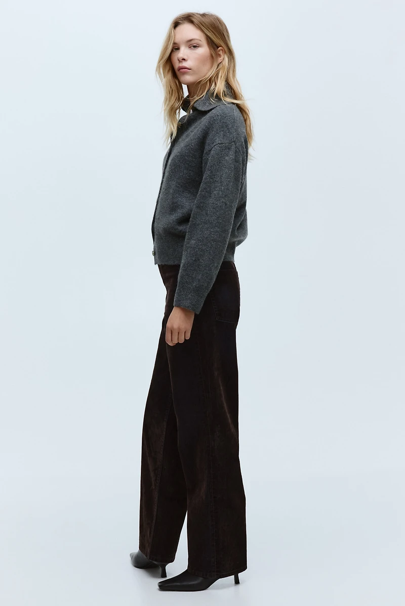 Flocked Straight High Jeans