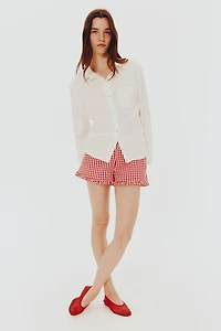 Chemise froncée en lin mélangé