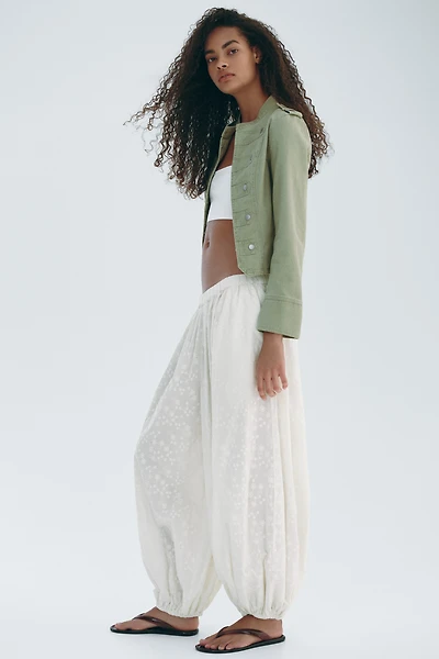 Embroidered Balloon-Leg Pants