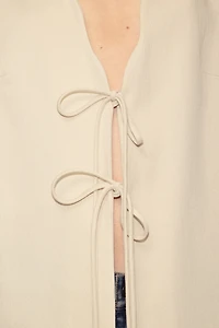 Linen-Blend Tie-Front Jacket
