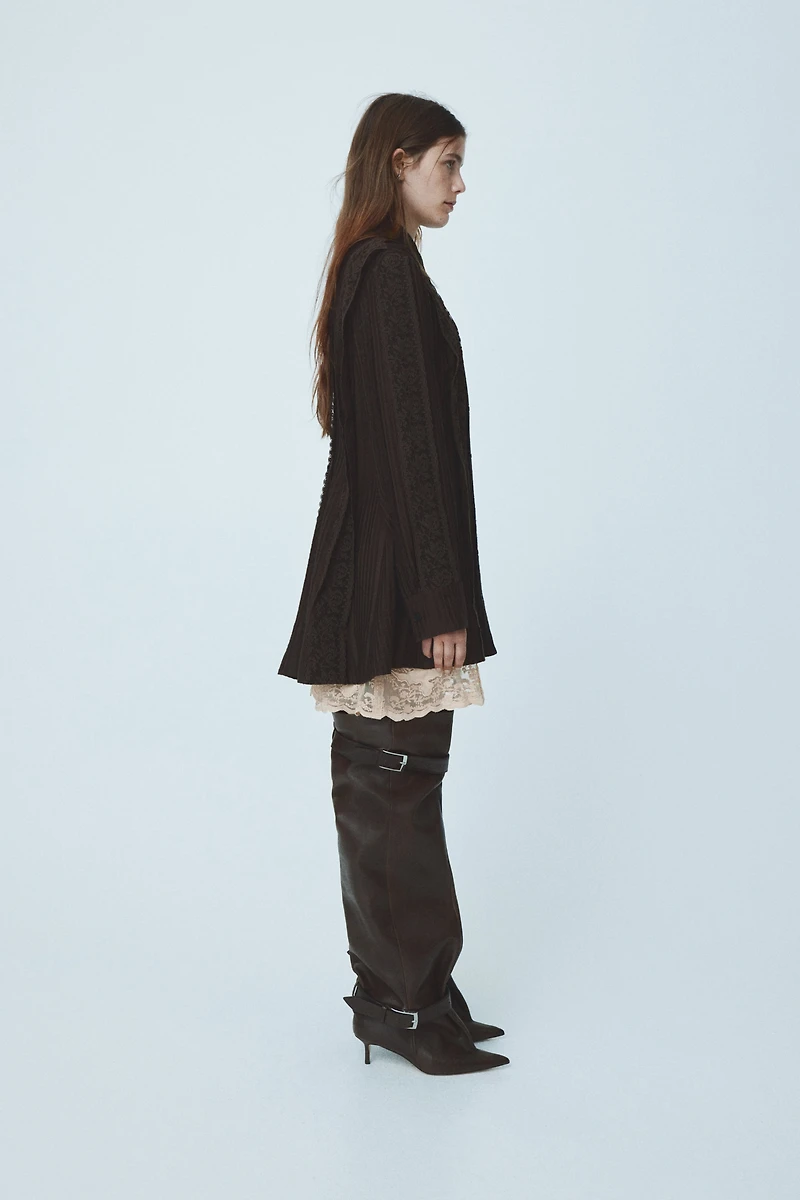 Lace-Trimmed Shirt Dress